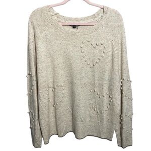 Charlie B Tricot Pompom Heart Sweater wool blend